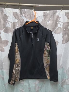 Browning Black Quarter-Zip Pullover with Camo Panels